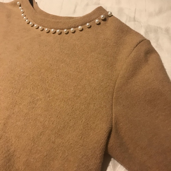 ZARA beige with pearls top!! - Picture 2 of 3